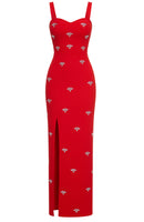 Nyraza Crystal Detail Maxi Dress In Red