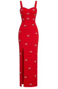 Nyraza Crystal Detail Maxi Dress In Red