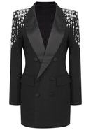 Nachla Embellished Shoulder Blazer Dress In Black