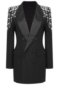 Nachla Embellished Shoulder Blazer Dress In Black