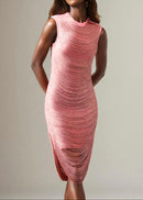 Aeltheris Sparkly Tassel Midi Dress In Pink