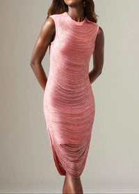 Aeltheris Sparkly Tassel Midi Dress In Pink