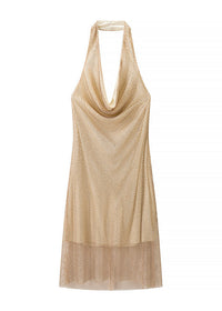 Diapason Rhinestone Mesh Mini Dress