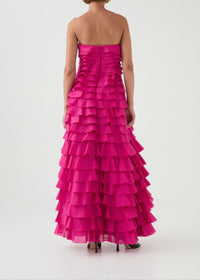 Corthos Strapless Layered Maxi Dress In Pink
