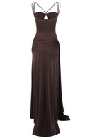 Fyronth Draped Maxi Dress In Brown