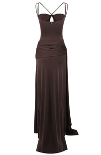 Fyronth Draped Maxi Dress In Brown