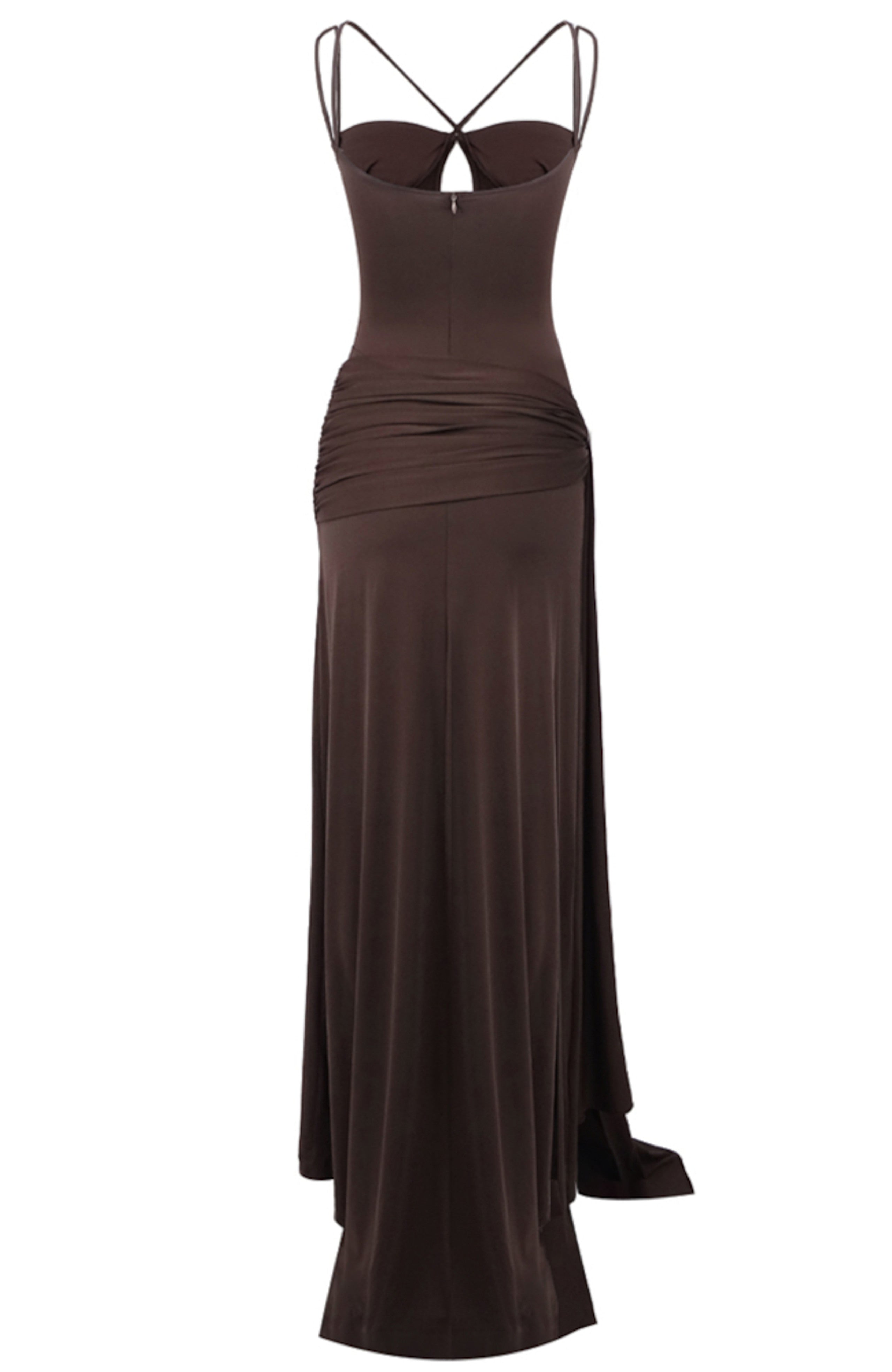 Fyronth Draped Maxi Dress In Brown