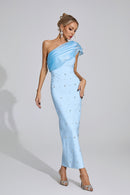 Eryndra Diamond Bandage Maxi Dress In Blue