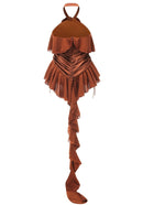 Gaelara Halter Floral Ruffle Ruched Dress In Brown