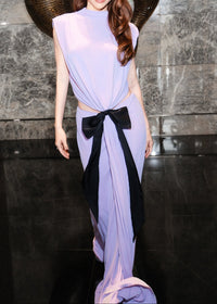 Braelon Bow Detail Backless Maxi Dress In Lavender
