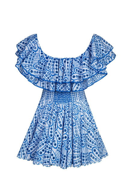 Ember Ruffle Cutout Mini Dress In Blue