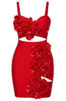 Ronelyn Floral Ruffle Mini Dress In Red
