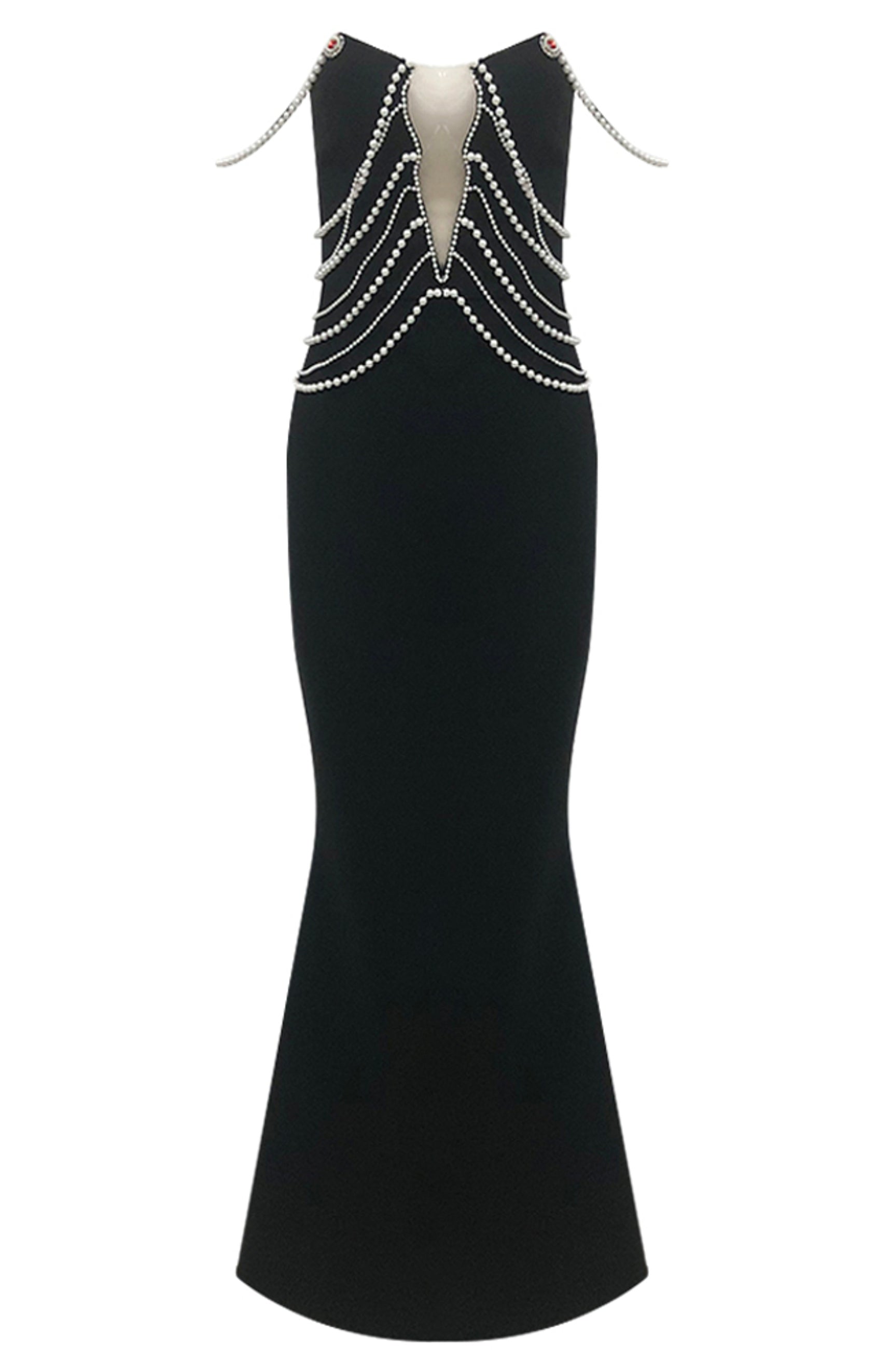 Adnan Pearl Maxi Dress In Black