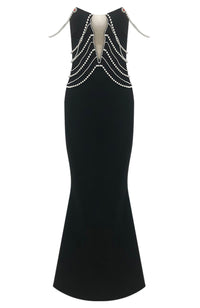 Adnan Pearl Maxi Dress In Black
