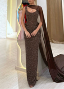 Ezyne Mesh Insert Sparkly Maxi Dress