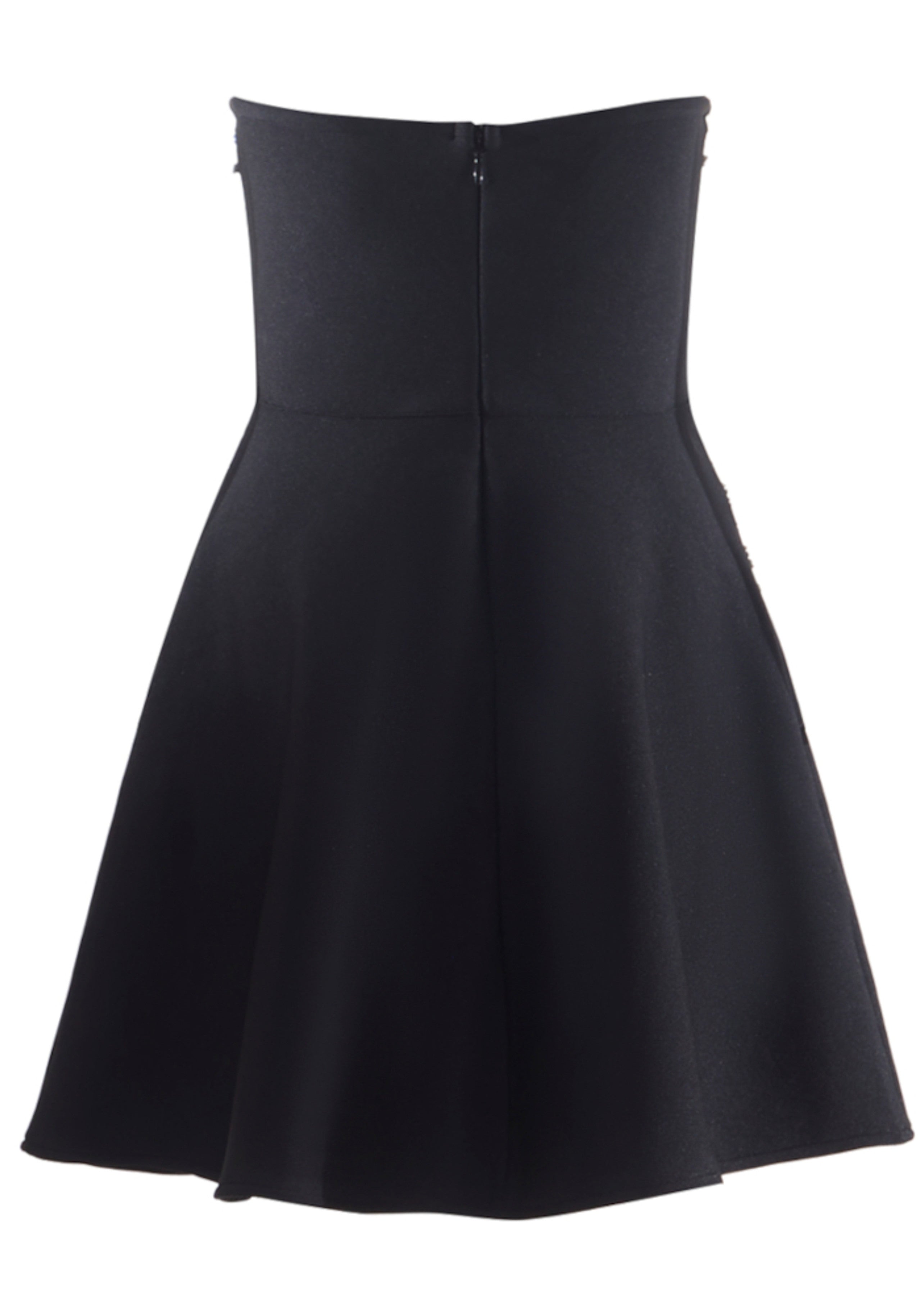 Zylar Crystal Strapless A Line Mini Dress In Black