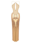 Sephra Front Cutout Backless Maxi Dress In Glod