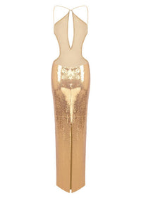 Sephra Front Cutout Backless Maxi Dress In Glod