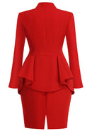 Roosje Long Sleeve Peplum Dress In Red
