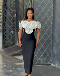 Dion Off Shoulder Flower Bandage Dress