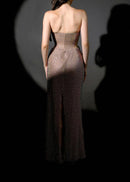 Nazra Strapless Floral Sparkly Maxi Dress In Pink