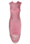 Aeltheris Sparkly Tassel Midi Dress In Pink