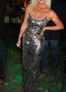 Jaelara Floral Sequined Strap Maxi Dress In Sequin