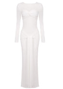 Simran Round Neck Ribbon Knot Maxi Dress In White