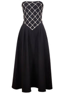Brynthos Strapless Crystal Design A Line Maxi Dress In Black
