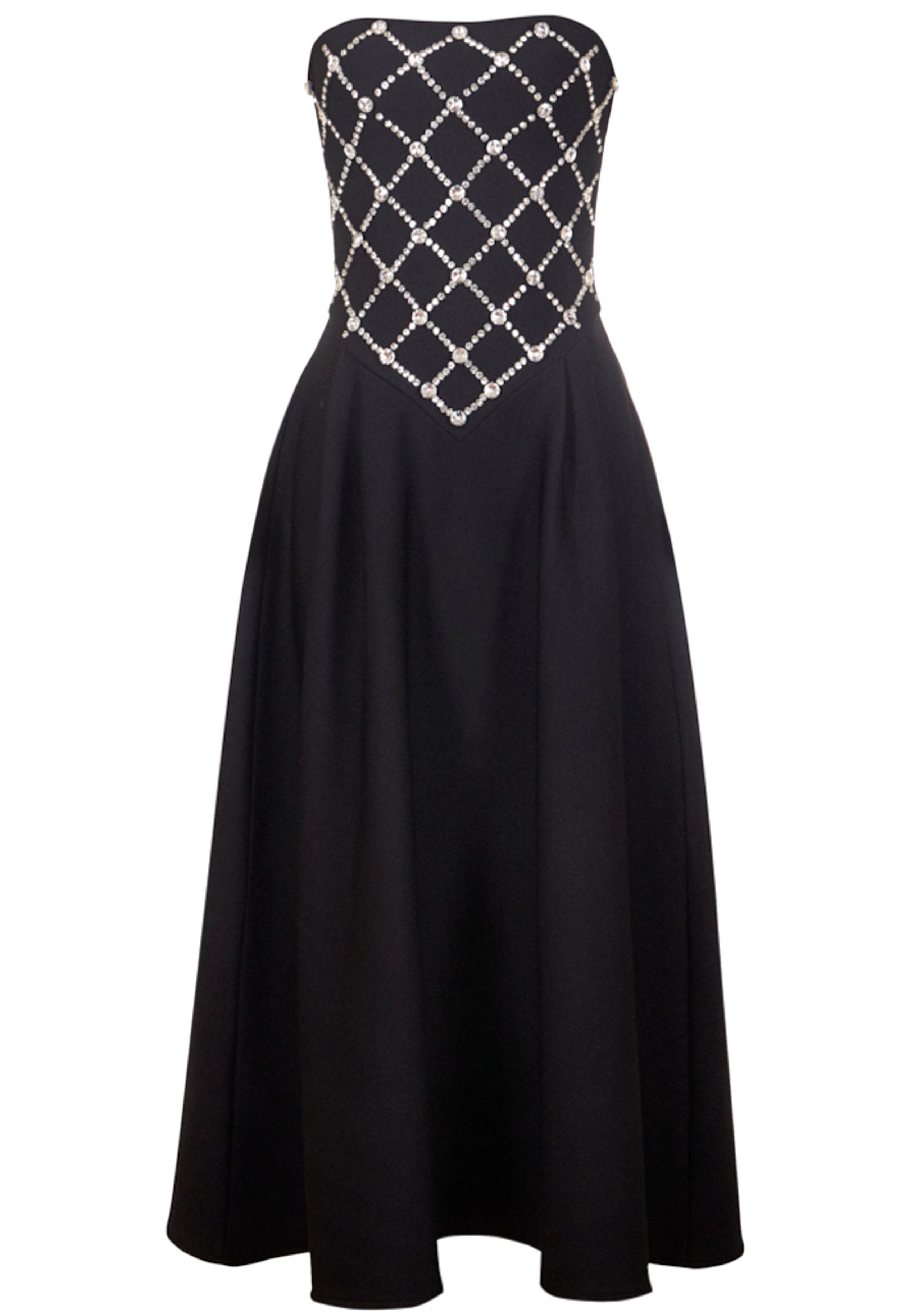 Brynthos Strapless Crystal Design A Line Maxi Dress In Black