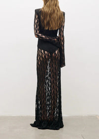 Fidelia Lace Long-Sleeved Maxi Dress In Black