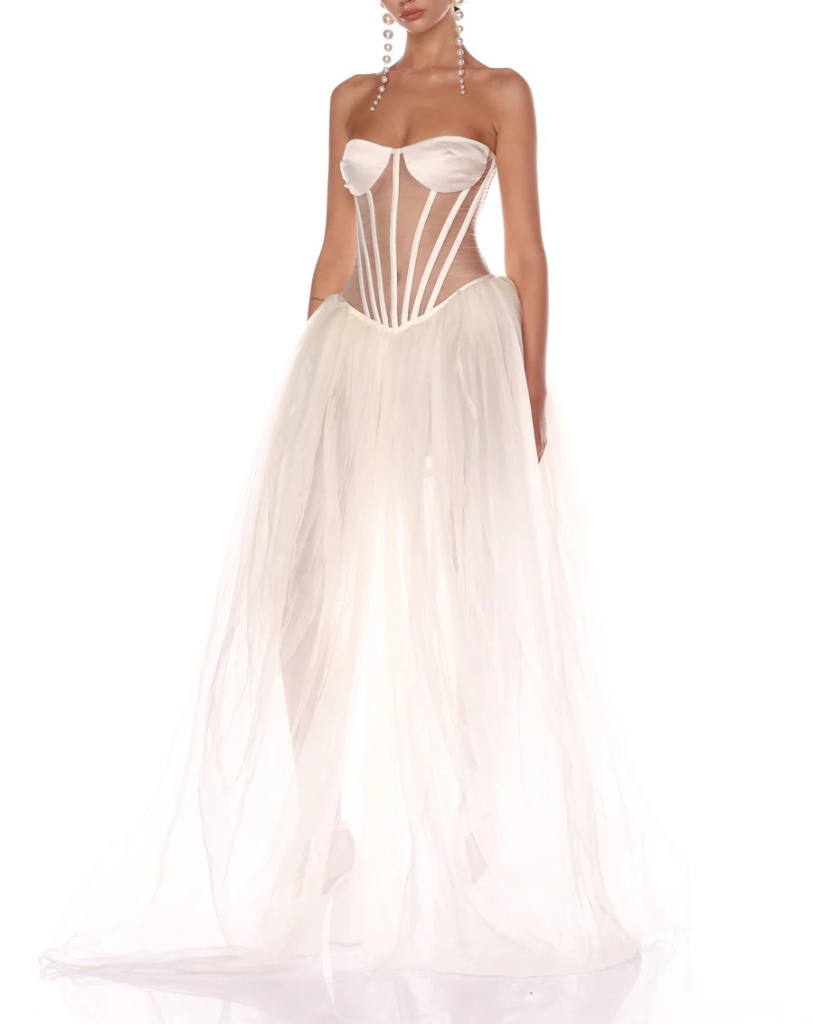 Keats Strapless Maxi Dress In White