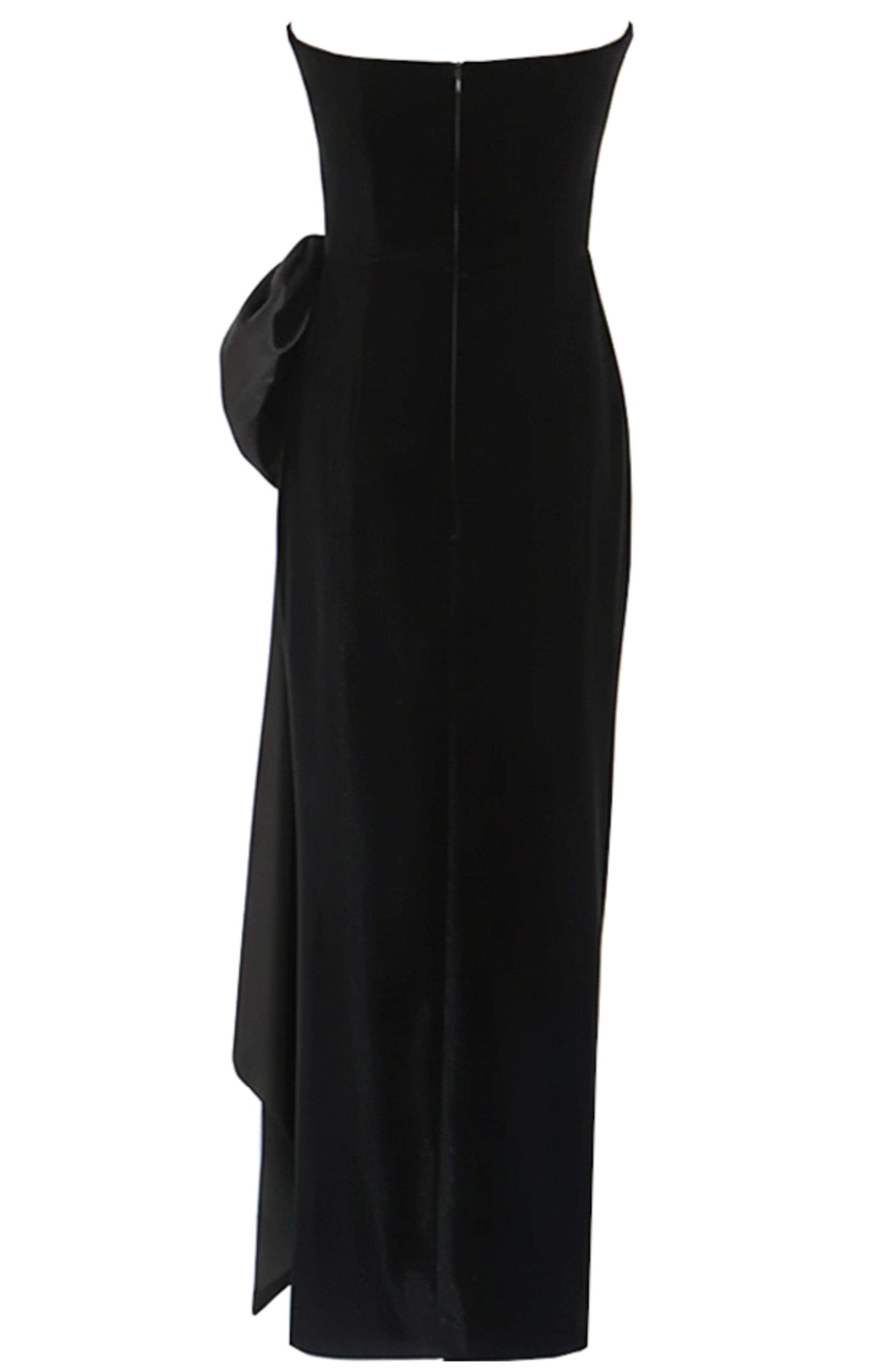 Faron Strapless Bow Maxi Velvet Dress In Black