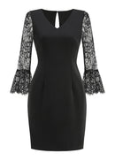 Mavrixa Lace Long Sleeve Mini Dress In Black