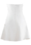 Zylar Crystal Strapless A Line Mini Dress In White