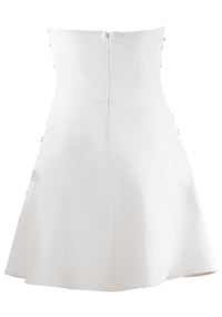 Zylar Crystal Strapless A Line Mini Dress In White