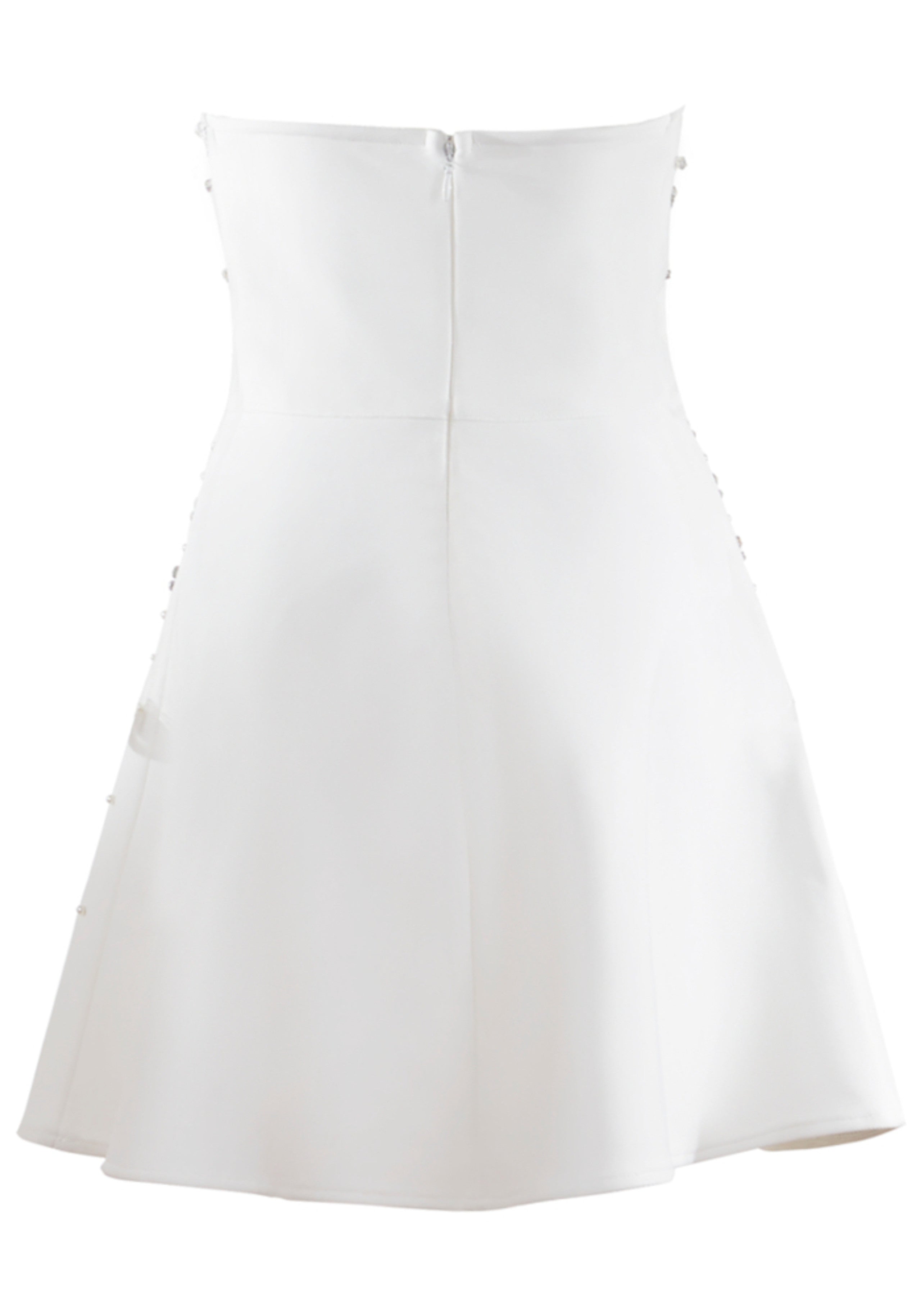 Zylar Crystal Strapless A Line Mini Dress In White