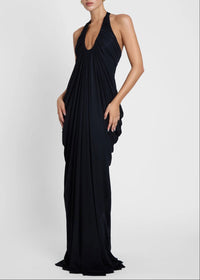 Ferdowsi Halter Draped Design Maxi Dress In Black