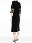 Filitsa Short Sleeve Crystal Midi Dress In Black