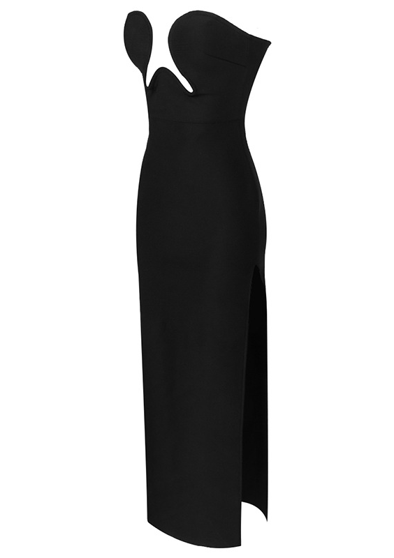 Irina Strapless V-Neck Slit Maxi Dress