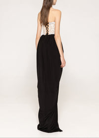 Finlay Lace Beaded Strapless Maxi Dress
