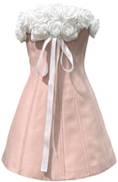 Agnieszka Strapless Floral Corset A Line Mini Dress In Pink