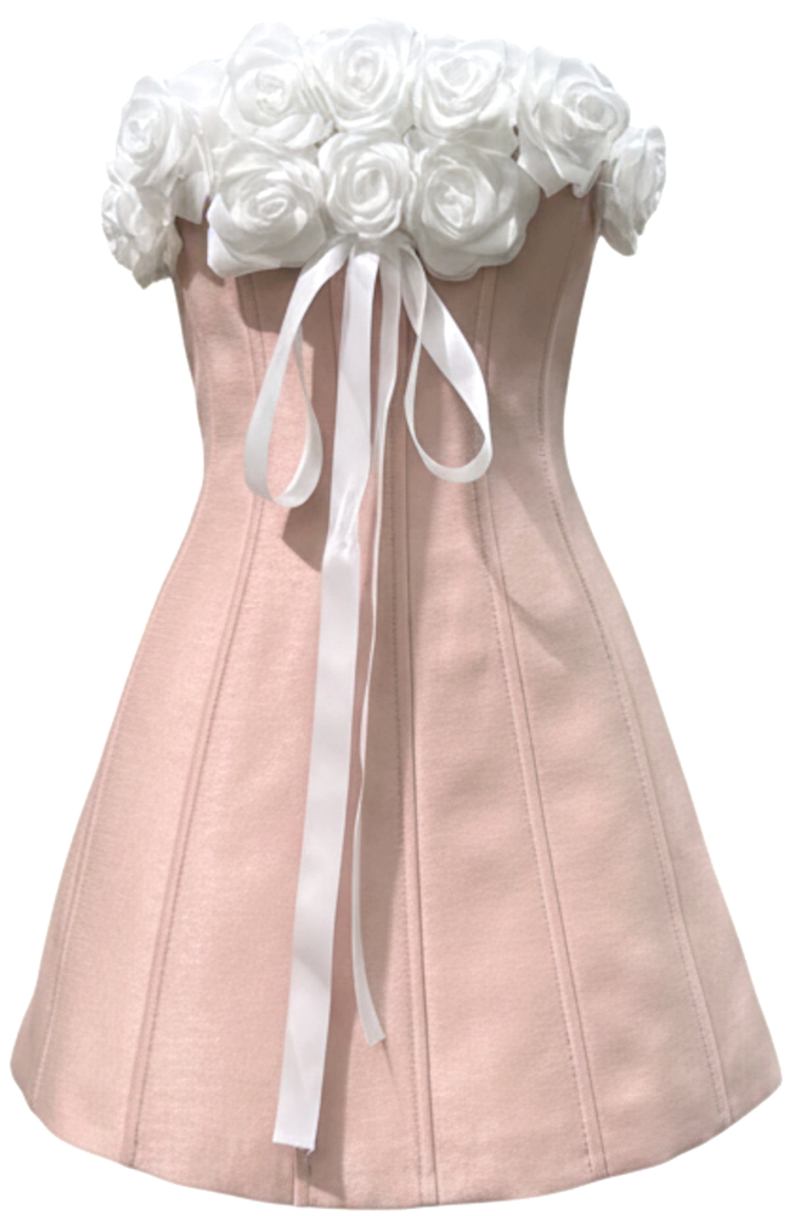 Agnieszka Strapless Floral Corset A Line Mini Dress In Pink