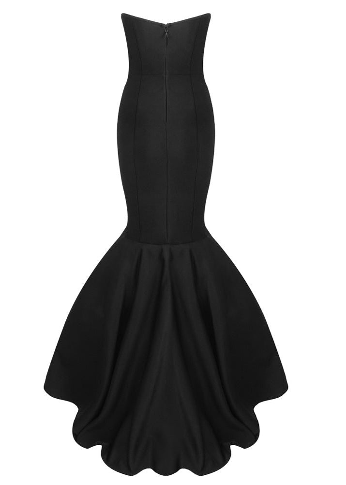 Caus Strapless Mermaid Maxi Dress In Black