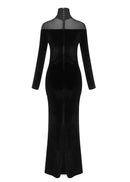 Entropyx Long Sleeve Mesh Insert Maxi Velvet Dress