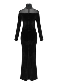 Entropyx Long Sleeve Mesh Insert Maxi Velvet Dress