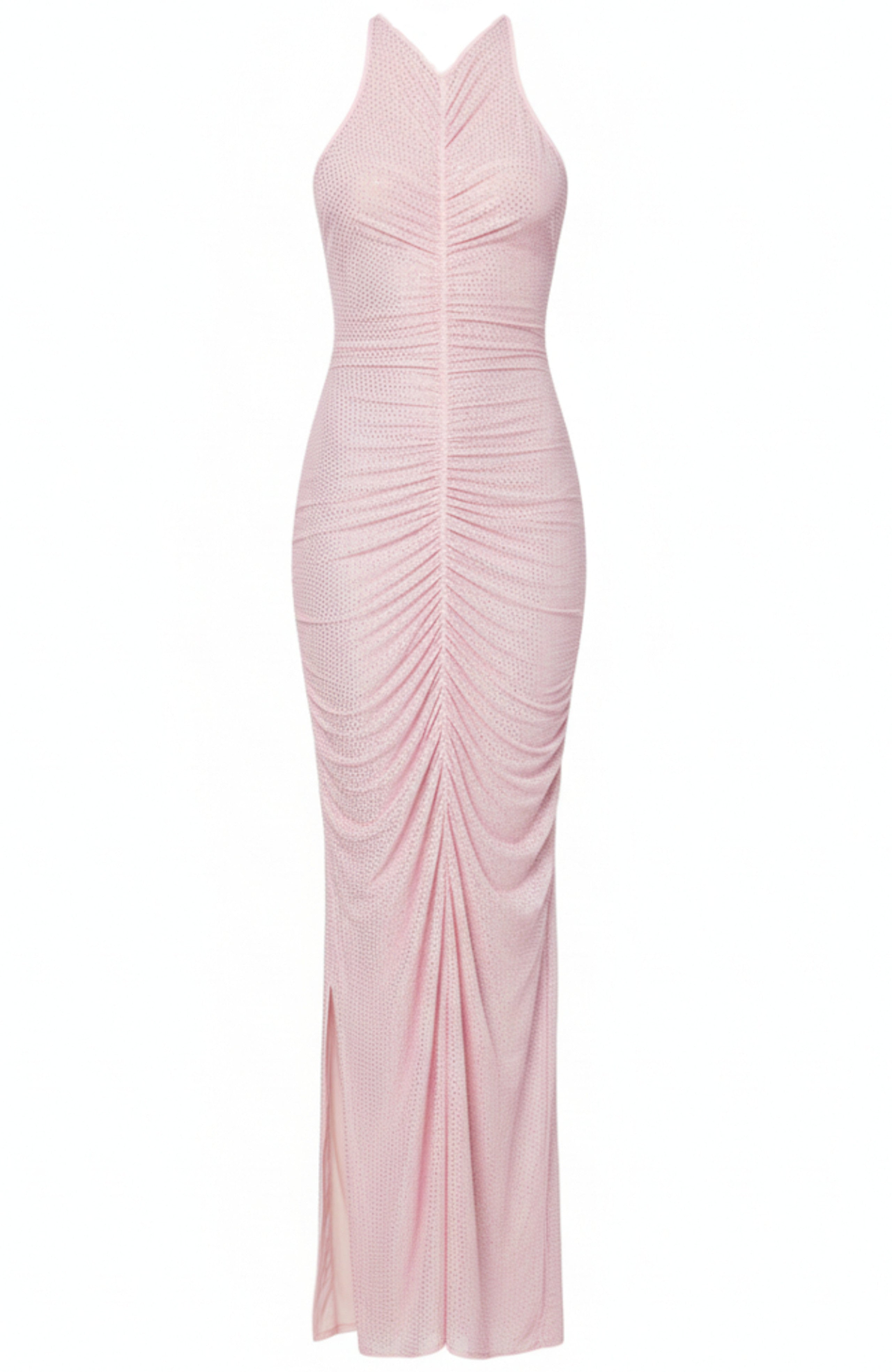 Ryrax Sparkly Ruched Maxi Dress In Pink
