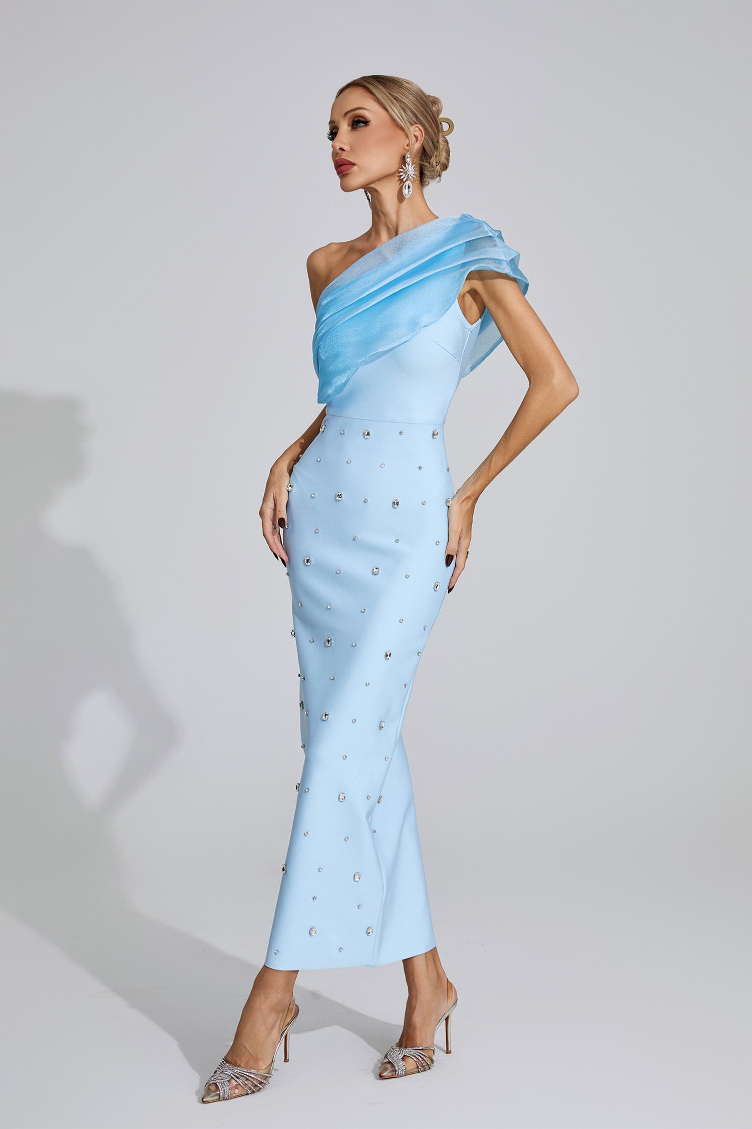 Eryndra Diamond Bandage Maxi Dress In Blue