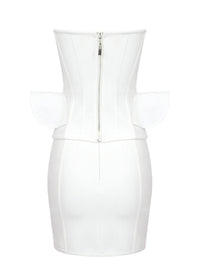 Oaldor Strapless Corset Lace Up Peplum Mini Dress