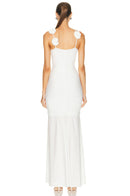 Madge Floral Gathered Maxi Dress In White